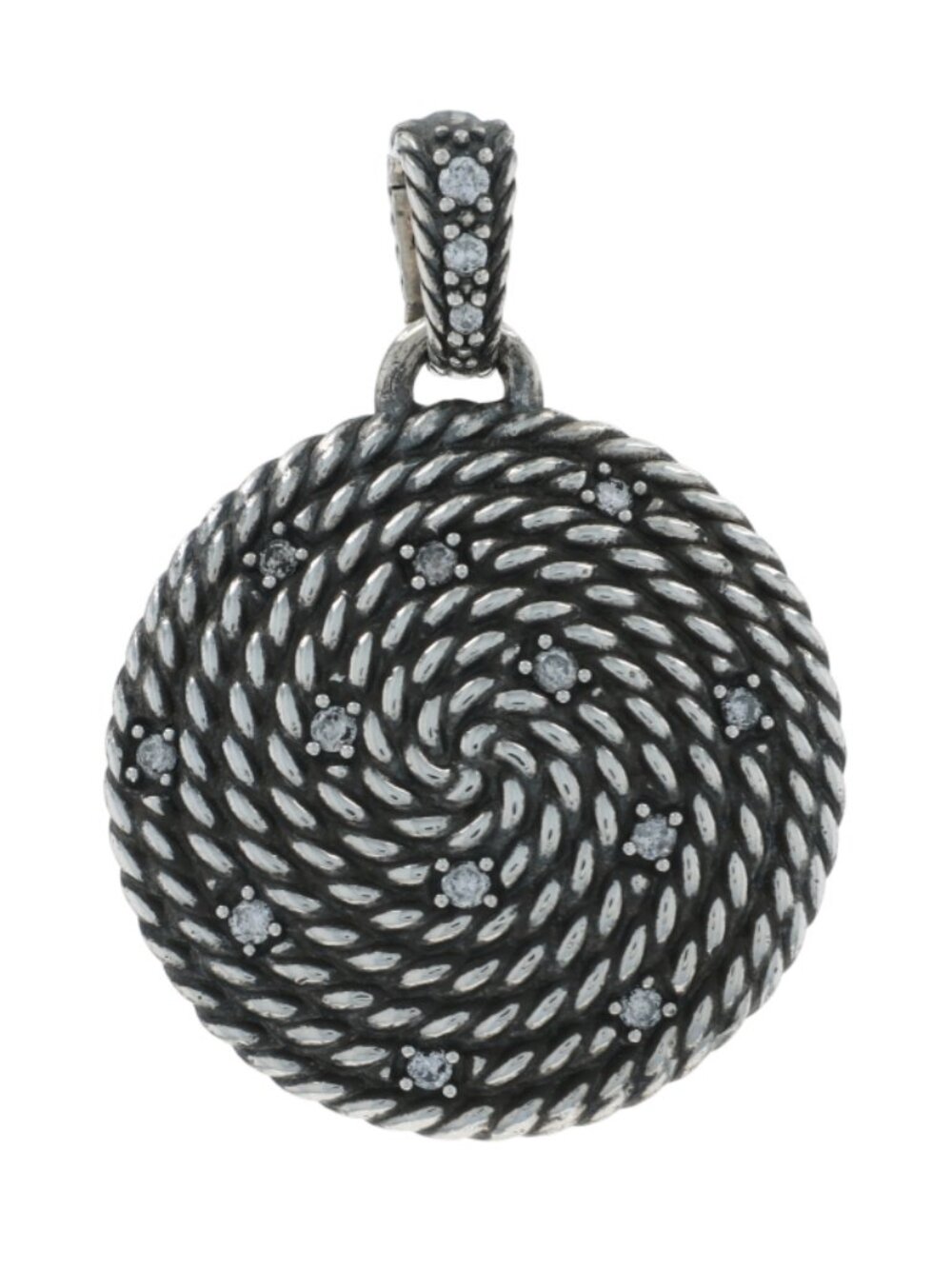 David Yurman Midnight Melange Cable Coil Medium Dia Pendant Enhancer Ster .22ctw